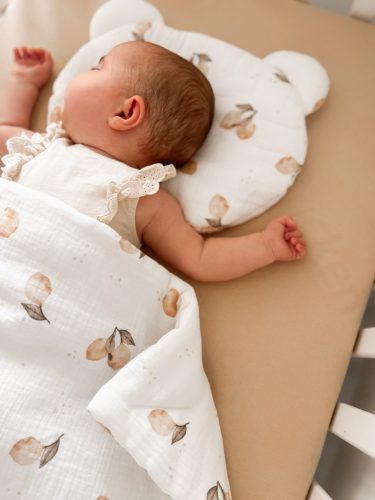 Infantilo NiKiDs muszlin takaró és Tedy párna babakocsiba, bölcsőbe, kiságyba - Lemon