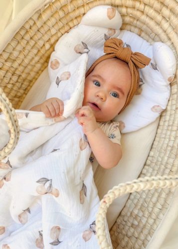 Infantilo NiKiDs muszlin takaró és Tedy párna babakocsiba, bölcsőbe, kiságyba - Lemon