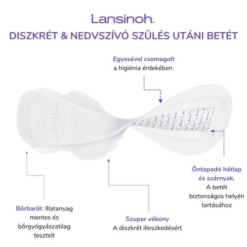 Diszkrét és nedvszívó szülés utáni betét 2. héttől – egyesével csomagolt, 12 db