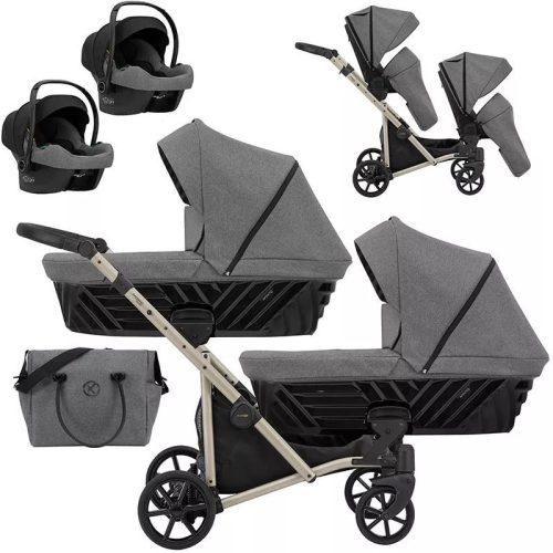 Kunert Ivento DUO 4in1 ikerbabakocsi champagne  vázzal - dove grey
