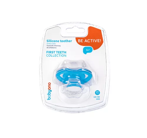 BabyOno szilikon rágóka első fogakhoz 3 m+ - kék - 1008/01