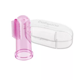   BabyOno szilikon ujjra húzható fogtisztító tokkal - pink - 723/013
