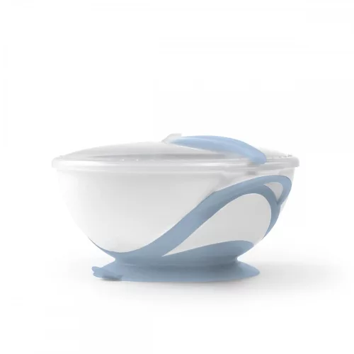 BabyOno tapadókorongos fedeles tányér kanállal - kék - 1063/05