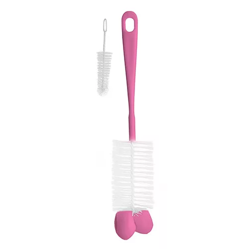BabyOno cumisüveg és etetőcumi tisztító kefe szivaccsal + mini kefével - pink 720/02