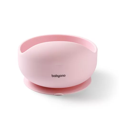 BabyOno babatányér szilikon tapadó aljú pink 1481/02