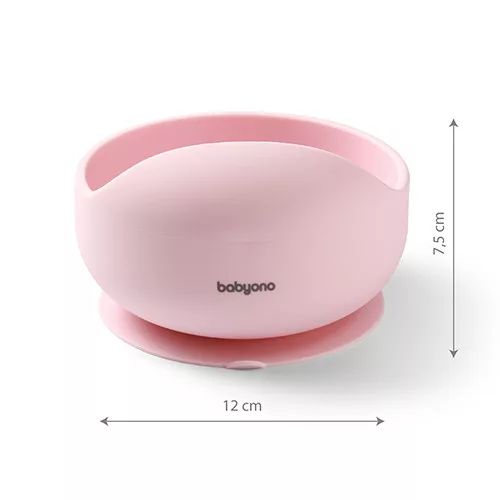 BabyOno babatányér szilikon tapadó aljú pink 1481/02