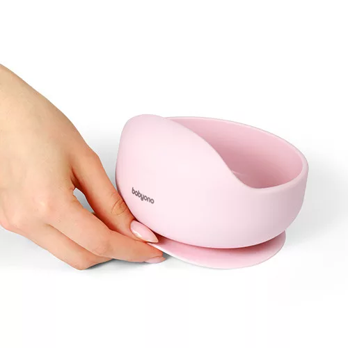 BabyOno babatányér szilikon tapadó aljú pink 1481/02