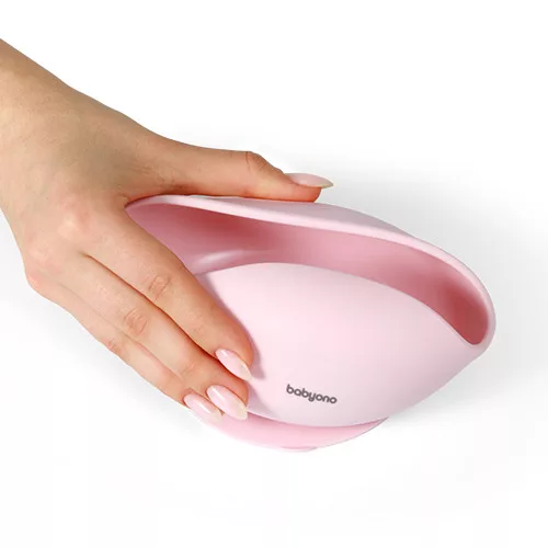 BabyOno babatányér szilikon tapadó aljú pink 1481/02