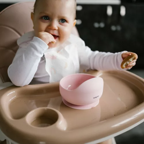 BabyOno babatányér szilikon tapadó aljú pink 1481/02