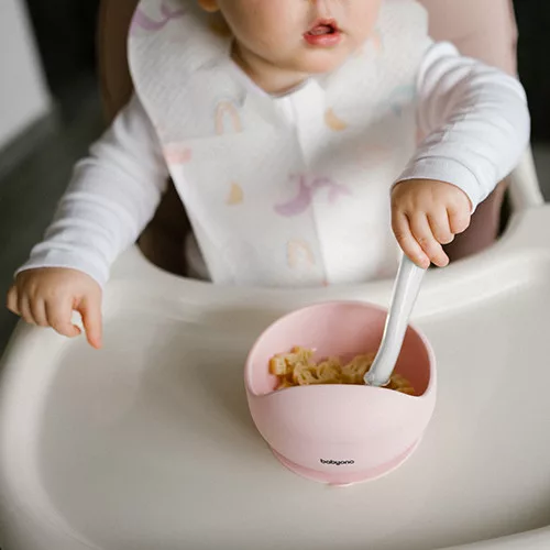 BabyOno babatányér szilikon tapadó aljú pink 1481/02