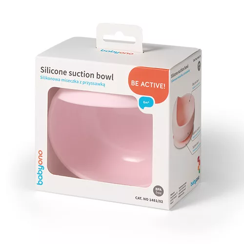 BabyOno babatányér szilikon tapadó aljú pink 1481/02