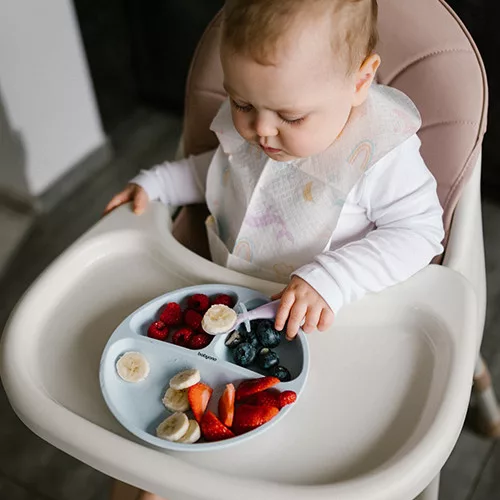 BabyOno osztott szilikon babatányér tapadókoronggal - Kék 1482/01