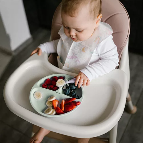 BabyOno osztott szilikon babatányér tapadókoronggal - Zöld 1482/03