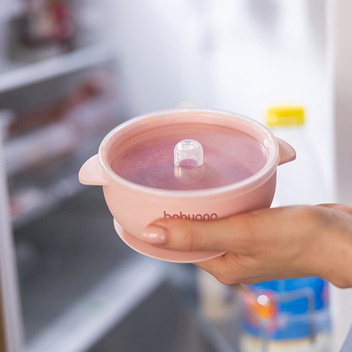 Babyono mély babatányér tapadó aljjal és fedéllel - rózsaszín 1662/02