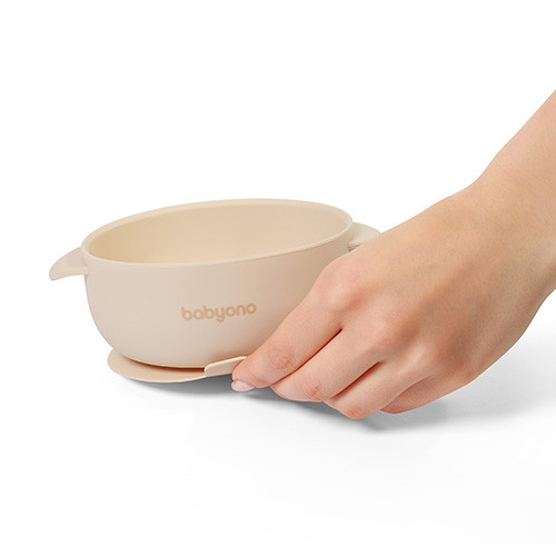 Babyono mély babatányér tapadó aljjal és fedéllel - bézs 1662/03