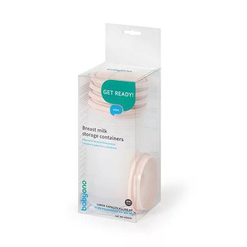 BabyOno anyatej tároló és fagyasztó edény szett itató fedéllel - 200 ml - 1028/01