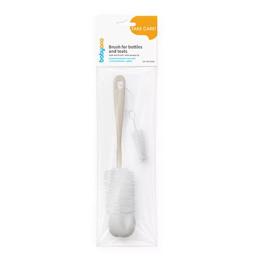 BabyOno cumisüveg és etetőcumi tisztító kefe szivaccsal + mini kefével - bézs 720/04