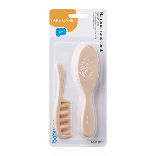 BabyOno baba hajkefe és fésű szett - puha sörtével - bézs - 569/05