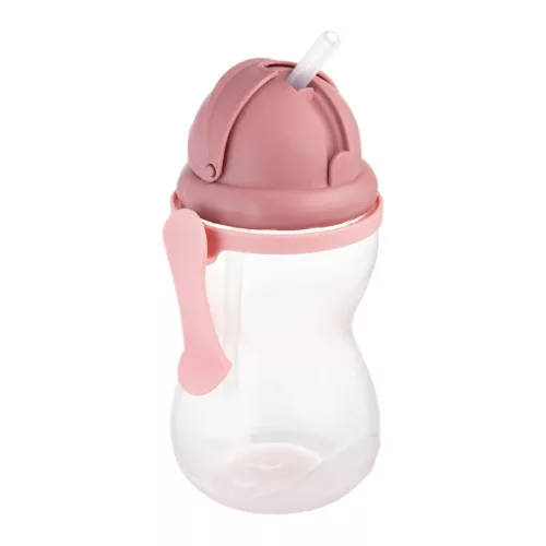 Canpol szívószálas kulacs 370 ml visszazárható - pink - 56/113
