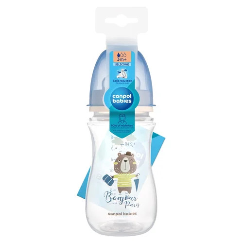 Canpol anti-colic 240 ml-es széles szájú cumisüveg Bonjour kék - 35/232