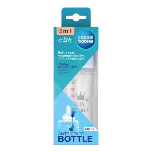 Canpol széles anti-colic cumisüveg 240 ml PP EasyStart ROYAL BABY kék