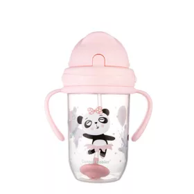   Canpol szívószálas csöpögésmentes füles itató 270 ml Exotic panda pink - 56/606