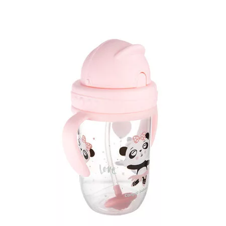 Canpol szívószálas csöpögésmentes füles itató 270 ml Exotic panda pink - 56/606