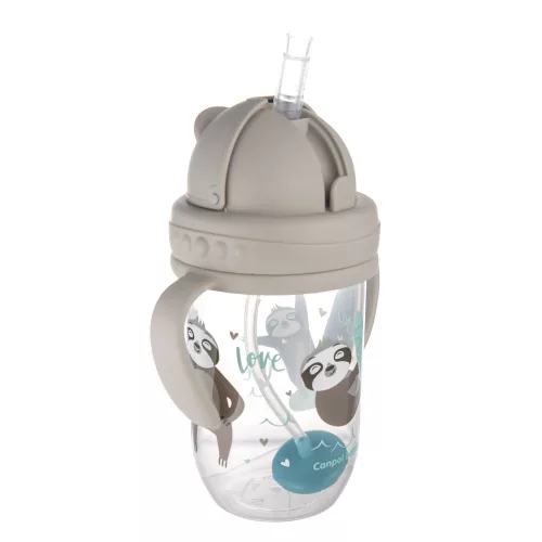 Canpol szívószálas csöpögésmentes füles itató 270 ml Exotic panda - 56/606