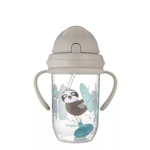 Canpol szívószálas csöpögésmentes füles itató 270 ml Exotic panda - 56/606