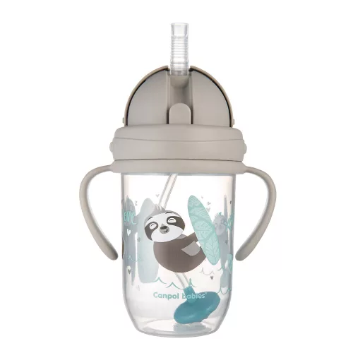 Canpol szívószálas csöpögésmentes füles itató 270 ml Exotic panda - 56/606