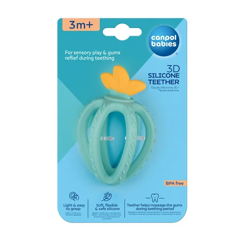 Canpol szilikon 3D-s Eper rágóka - türkíz 80/400