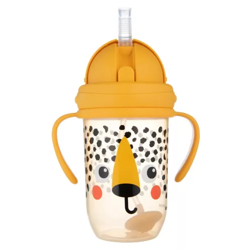 Canpol szívószálas itatópohár súlyozott szívószállal BabiesBoo gepárd 270 ml - 56/617