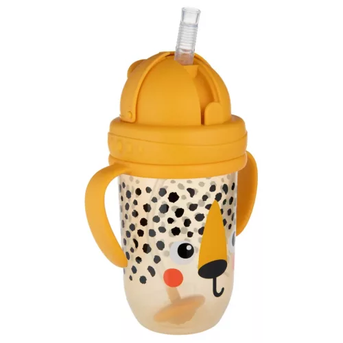 Canpol szívószálas itatópohár súlyozott szívószállal BabiesBoo gepárd 270 ml - 56/617