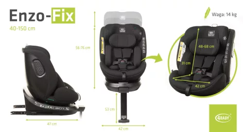 4Baby ENZO-FIX i-Size 40-150 cm autósülés - Black