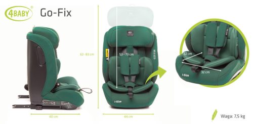 4Baby Go-Fix I-size 76-150 cm autósülés - dark green