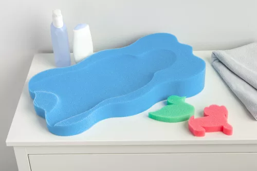 Babatartó szivacs babakádba újszülöttnek kék - 2 db szivaccsal - midi