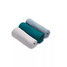 Muszlin pelenka 60x80 cm pamut 3 db - kék egyszínű