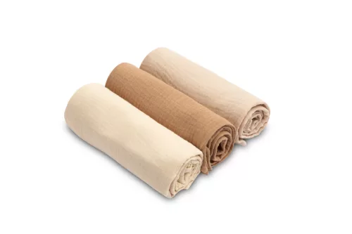 Muszlin pelenka 60x80 cm pamut 3 db - bézs egyszínű