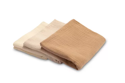 Muszlin pelenka 60x80 cm pamut 3 db - bézs egyszínű