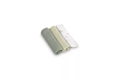 Muszlin pelenka 60x80 cm pamut 3 db - zöld-bézs-fehér mintás