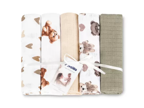 Sensillo textilpelenka 70×80 cm 5 db – Teddy Beige