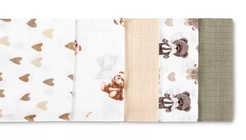 Sensillo textilpelenka 70×80 cm 5 db – Teddy Beige