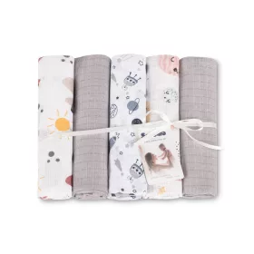 Sensillo textilpelenka 70×80 cm 5 db – Cosmos Grey