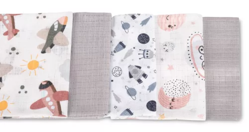 Sensillo textilpelenka 70×80 cm 5 db – Cosmos Grey