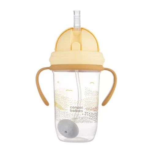 Canpol szívószálas tanulópohár súlyozott szívószállal 270 ml - Mountains Sárga - 56/620
