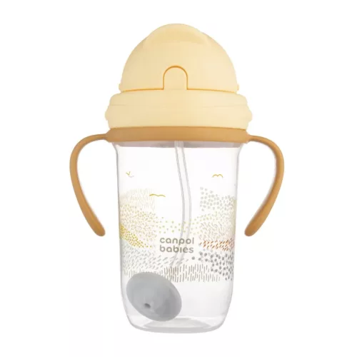 Canpol szívószálas tanulópohár súlyozott szívószállal 270 ml - Mountains Sárga - 56/620