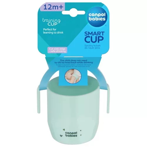 Canpol ivást tanító ferde pohár fülekkel - menta - 74/060