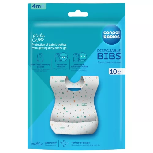 Canpol babies eldobható vízálló előke zsebbel 10 db - 1/800