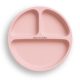 Bocioland 3 rekeszes szilikon tányér tapadókorongokkal - rózsaszín