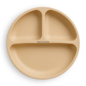   Bocioland 3 rekeszes szilikon tányér tapadókorongokkal - bézs